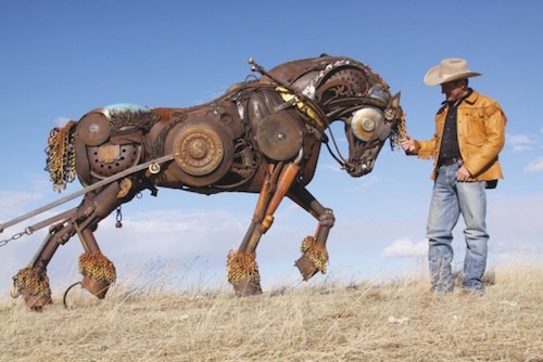 made from recycled metal art